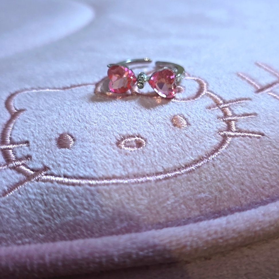 Adjustable Pink Bow Ring